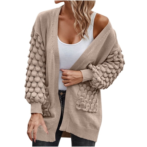 TAGOLD Womens Coats,Fashion Women Winter Solid Color Pockets Casual Long Sleeve Long Sweater Coat Cardigan Blouse Tops