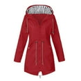 thumbnail image 1 of Fall Winter Savings Clearance 2024! TAGOLD Womens Coats,Women Solid Rain Jacket Outdoor Hooded Raincoat Windproof Top, 1 of 3