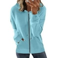thumbnail image 1 of Fall Winter Savings Clearance 2024! TAGOLD Womens Hoodie Sweatshirt,Fashion Woman Long Sleeve Zipper Open Front Loose Outerwear Printing Blouse Coat Tops Pockets Hooded Blouse, 1 of 5