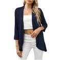 thumbnail image 1 of TAGOLD Womens Summer Plus Size Tops, Women's 3/4 Sleeve Fashion Casual Comfortable Solid Color Cardigan Top Blouse Navy S, 1 of 6