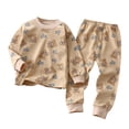 thumbnail image 1 of Abtuhar Toddler Boy Pajamas,Baby Boys Print Long Sleeve Top and Pants Cotton 2 Piece Pajama Sets Khaki 4-6 Years, 1 of 3