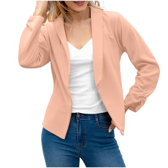 abtuhar Womens Blazer,Blazers for Women Business Casual,Women's Work Office Blazer Stretch Lapel Collar Long Sleeve Jacket Suit Blazer Pink M