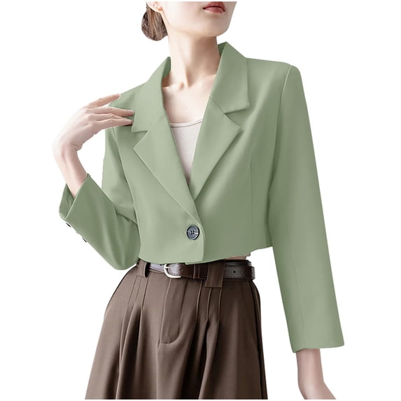 abtuhar Womens Blazer,Blazers for Women,Women's Ruched 3/4 Sleeve Blazers,Lightweight Slim Suits with Padded Shoulder for Business Casual Mint Green XL
