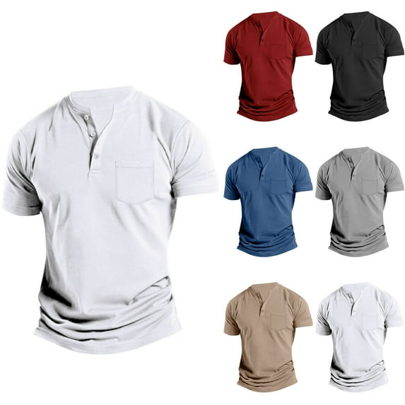 Fall Winter Savings Clearance! Itsun Mens Shirts,Men's Solid Crew Neck Short-Sleeve Pocket T-Shirt Black