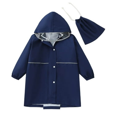 Fall Winter Savings Clearance! Itsun Toddler Jacket,Toddler Baby Girls Solid Color Rainwear Children Raincoat Waterpoof Rain Hooded Jacket Coat Navy 6-7 Years
