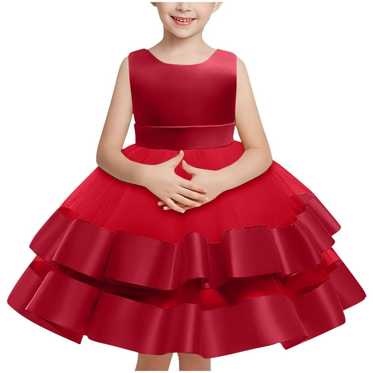abtuhar Flower Girl Dress,Toddler Dress,Flower Baby Girl Lace Dress Toddler  Tulle Sleeveless Bow Princess Party Wedding Pageant Bridesmaid Red 4-5  Years - Walmart.com