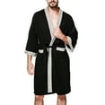 thumbnail image 1 of abtuhar Mens Robes,Robe for Men,Mens Lightweight Robe,Knit Bathrobe Spa Sleepwear Soft Knee Length Robe With Pockets Black, 1 of 5