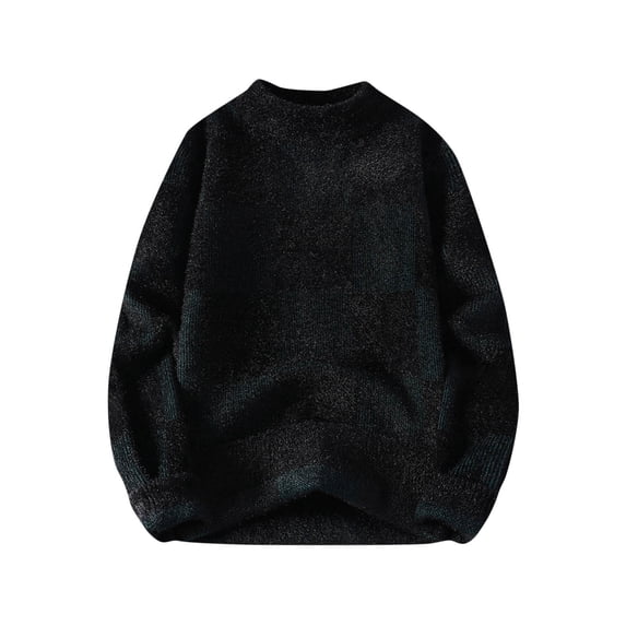 ibuvkizy Mens Pullover Sweaters Men Casual Round Neck Patchwork Long Sleeve Striped Knit Sweater Black,XL