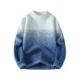 thumbnail image 1 of ibuvkizy Mens Pullover Sweaters Men Casual Round Neck Patchwork Long Sleeve Striped Knit Sweater Blue,XXL, 1 of 1