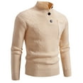 thumbnail image 1 of ibuvkizy Mens Turtleneck Sweaters Man Solid Color Knitted Button-pocket Half-turtleneck Sweater Beige,XXL, 1 of 7