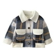 thumbnail image 1 of Swuxness Toddler Fleece Warm Casual Jacket, Kids Fall Long Sleeve Jacket, Toddler Plaid Button Turn Down Collar Casual Outerwear Jacket for Boys and Girls Navy, 5-6 Years, 1 of 3