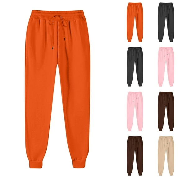 Swuxness Women Casual Comfortable Sweatpants, Womens Fall Long Pants, Women's Solid Color Striped Sides and Cuffed Ankles Lightweight Sporty Jogger Pants Beige, XXXL