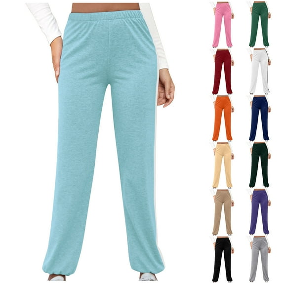 Swuxness Women Casual Sports Straight Leg Pants, Womens Fall Long Pants, Women's High Waisted Soft Comfortable Loose Belted Active Cuffed Long Pants for Ladies Khaki, XXL