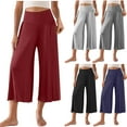 thumbnail image 1 of Swuxness Women Casual Wide Leg Pants, Womens Cropped Pants, Women's Fashion Solid Color Loose Breathable Soft Comfortable Casual Wide Leg Cropped Pants Wine, M, 1 of 4