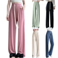 thumbnail image 1 of Swuxness Women Casual Wide Leg Pants, Womens Fall Long Pants, Womens Solid Color Drawstring Tie Comfortable Loose Fitted Elastic Waist Wide Leg Pants with Pockets Beige, S, 1 of 5