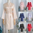 thumbnail image 1 of Swuxness Women Long Sleeve Casual Robes, Robes for Women, Women's Solid Color Lightweight Nine Sleeve Open Front Sleepwear Robe for Wedding Bridesmaid Purple, L, 1 of 5