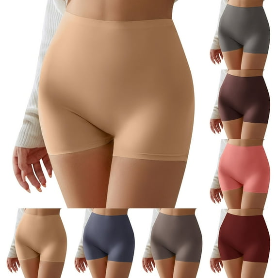 Swuxness Women's Bottoming Safety Underwear, Women's Panties, Womens Plus Size Mid Rise Solid Color Soft Comfortable Breathable Panties for Women Brown, XL
