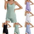 thumbnail image 1 of Swuxness Women's Camisole Pajama Two Piece Sets, Fall Capris Pants Set, Women's Solid Color Lace Spaghetti Strap Camisole Top Soft Comfortable Loungewear Set White, S, 1 of 4