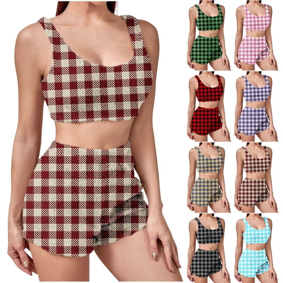 Swuxness Women's Camisole Pajama Two Piece Sets, Fall Short Pants Set, Womens Fleece Warm Soft Thermal Soft Comfortable Sleepwear Loungewear for Ladies Green, S