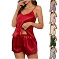 thumbnail image 1 of Swuxness Women's Camisole Pajama Two Piece Sets, Fall Short Pants Set, Womens Lace Satin Soft Lightweight Breathable Comfortable Sleepwear Set for Ladies Sky Blue, M, 1 of 5