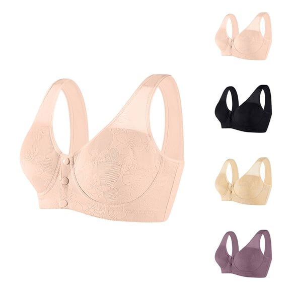 Swuxness Women's Front Closure Bra, Womens Plus Size Bras, Women's Comfortable Lightweight Support Soft Everyday T Shirt Bra Red, S