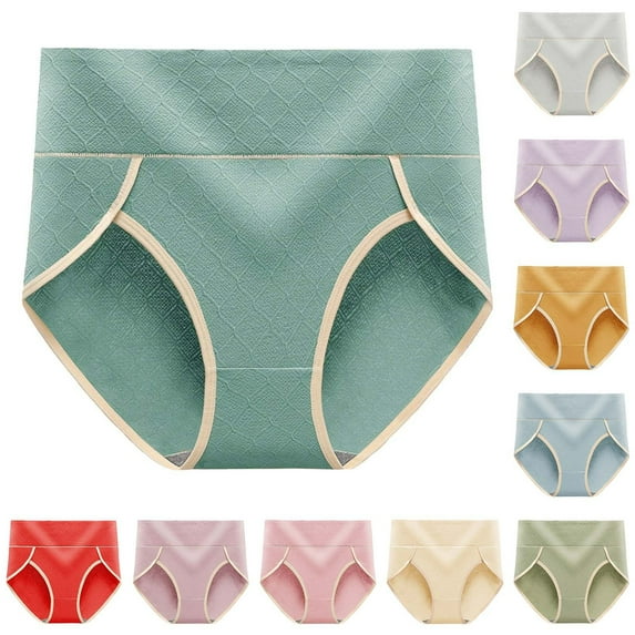 Swuxness Women's High Waist Breathable Underwear, Panties for Women, Women Plus Size Solid Color Comfortable Soft Panties for Women Everyday Wear Green, XXL