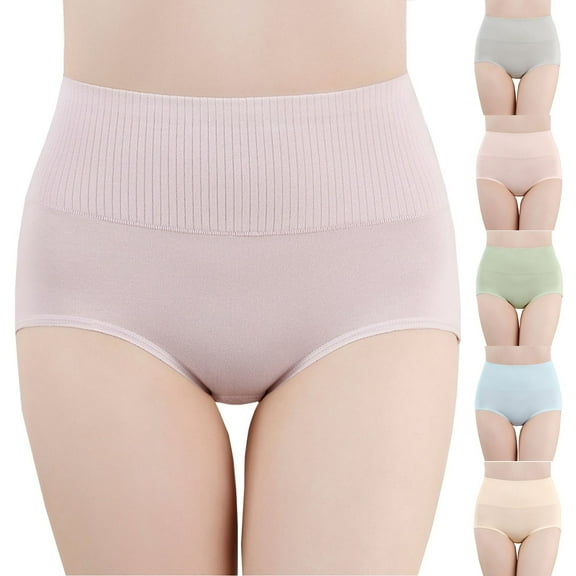 Swuxness Women's High Waist Breathable Underwear, Women's Panties, Women's Solid Color High Waisted Comfortable Breathable Underwear for Women Gray, L