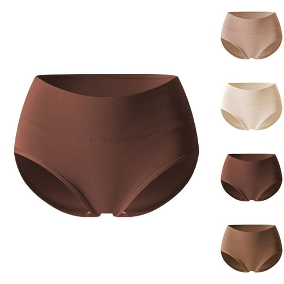 Swuxness Women's High Waist Underwear, Women's Plus Size Panties, Women's High Waist Plus Size Solid Color Push Up Seamless Panties White, M