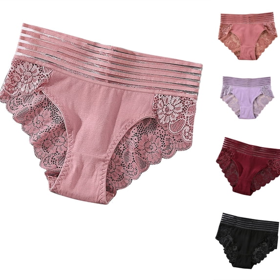 Swuxness Women's Lace Breathable Underwear, Women's Panties, Women Solid Color Breathable Comfortable Soft Everyday Wear Panties Red, XL