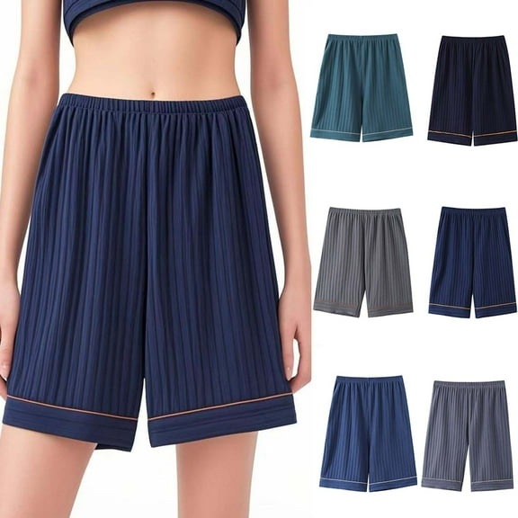 Swuxness Women's Plus Size Pajamas Pants, Women Short Pajamas Pants, Women's Solid Color High Waisted Thin Comfortable Sleep Shorts with Pockets for Home Gray, L