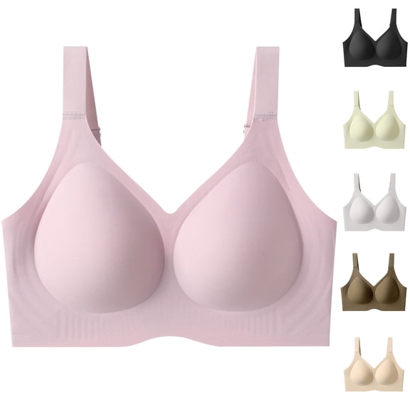 Swuxness Women's Push Up Support Bras, Women's Bras, Women Push Up Solid Color Seamless Comfortable Lightly Padded Underwire Everyday Bra Pink, XXXXL