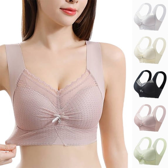 Swuxness Women's Push Up Support Bras, Women's Bras, Women's Ice Silk Seamless Soft Support Lifting Semi Fixed Cups Sagging Racerback Sleep Bra Pink, XXL