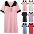 thumbnail image 1 of Fall/Winter Savings! Swuxness Women's Short Sleeved Nightdress, Women's Nightgowns, Womens Solid Color Comfortable Soft Breathable Lightweight Loose Fitted Nightgowns for Women Purple, XL, 1 of 4