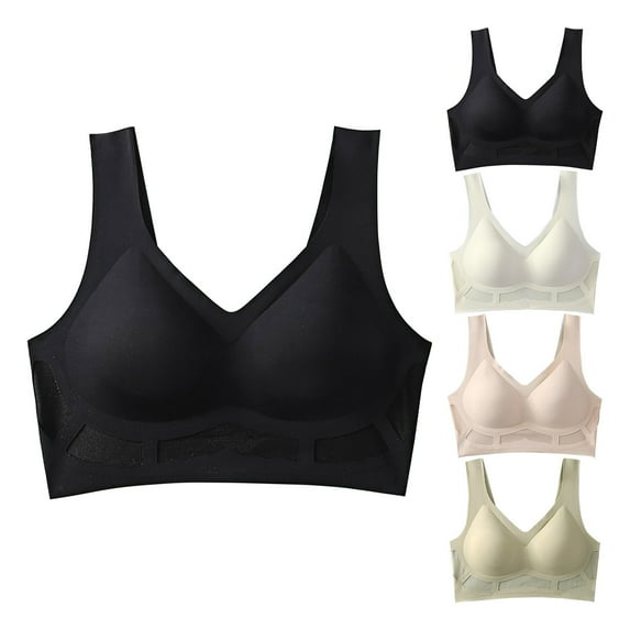 Swuxness Women's Sports Plus Size Bras Solid Color Front Closure Wireless Comfortable Seamless Wear