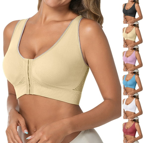 Swuxness Women's Thin Comfortable Bra, Womens Front Closure Bra, Women's Lightweight Soft Sport Yoga Tank Bra for Workout and Everyday Wear Blue, XL