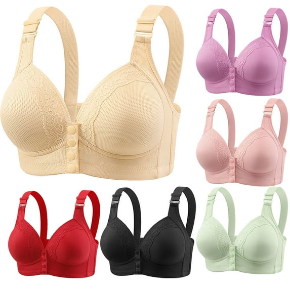 Swuxness Women's Thin Underwire Bra, Womens Plus Size Bras, Women Plus Size Underwire Lace Push Up Support Side Smoothing Everyday Wear Bra Pink, L