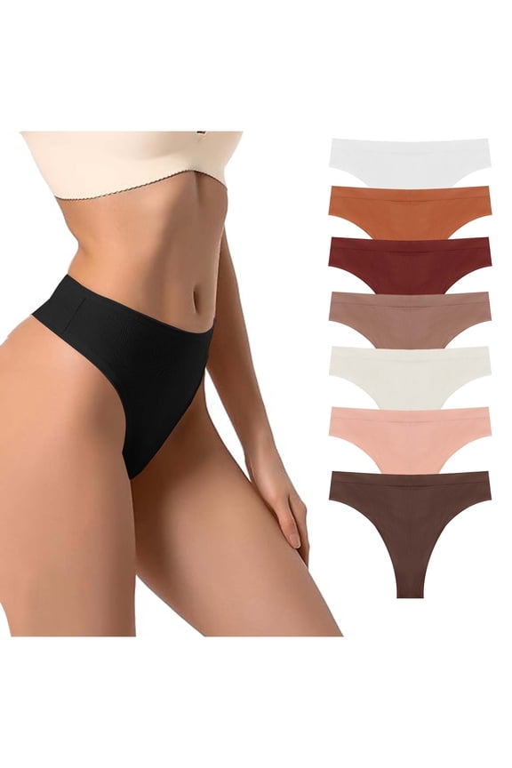 Women's Thong Underwear, Women's Panties, Women's Ribbed Thong Seamless Yoga Sports Plus Size High Elasticity Panties for Women Wine, XL