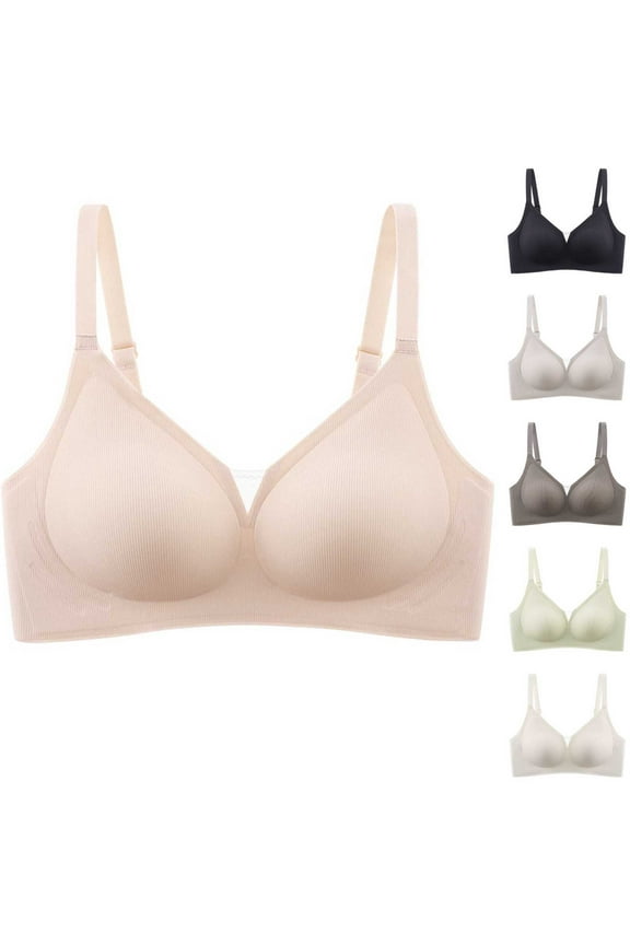 Womens Comfortable Support Bras, Women's Bras, Women Solid Color Seamless Jelly Bare Feeling Bra Sagging Thin Everyday Bra White, M