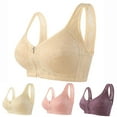 thumbnail image 1 of Swuxness Womens Comfortable Wireless Bra, Woman's Bras, Women's Solid Color Plus Size Lace Front Zipper Tank Style Wireless Everyday Bra Pink, XXXL, 1 of 4