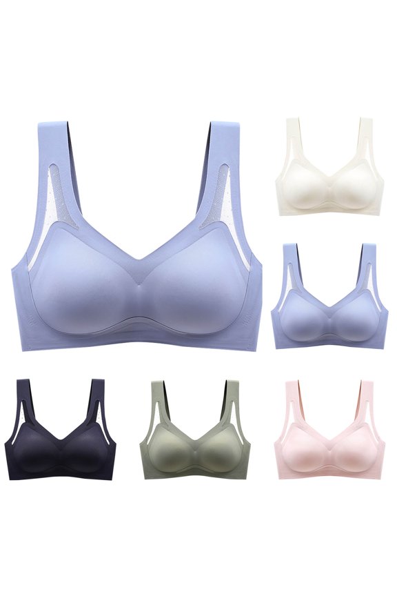 Women's Comfortable Wireless Push Up Bras Plus Size Hollow Out Semi Fixed Soft Support