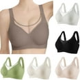 thumbnail image 1 of Fall/Winter Savings! Swuxness Womens Comfortable Wireless Bra, Women's Push Up Bras, Women's Solid Color Sheer Fixed Cups Breathable Lightweight Soft No Underwire Everyday Bra Coffee, XXL, 1 of 5