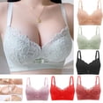 thumbnail image 1 of Swuxness Womens Comfortable Wireless Bra, Women's Push Up Bras, Women's Lace Lightweight Breathable Soft Support Bra Pink, XXL, 1 of 3