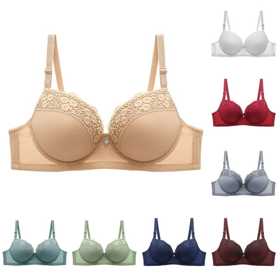 Swuxness Womens Underwire Support Bras, Women's Push Up Bras, Women Solid Color Underwire Low Back Support Comfortable Seamless Bra Beige, XXL