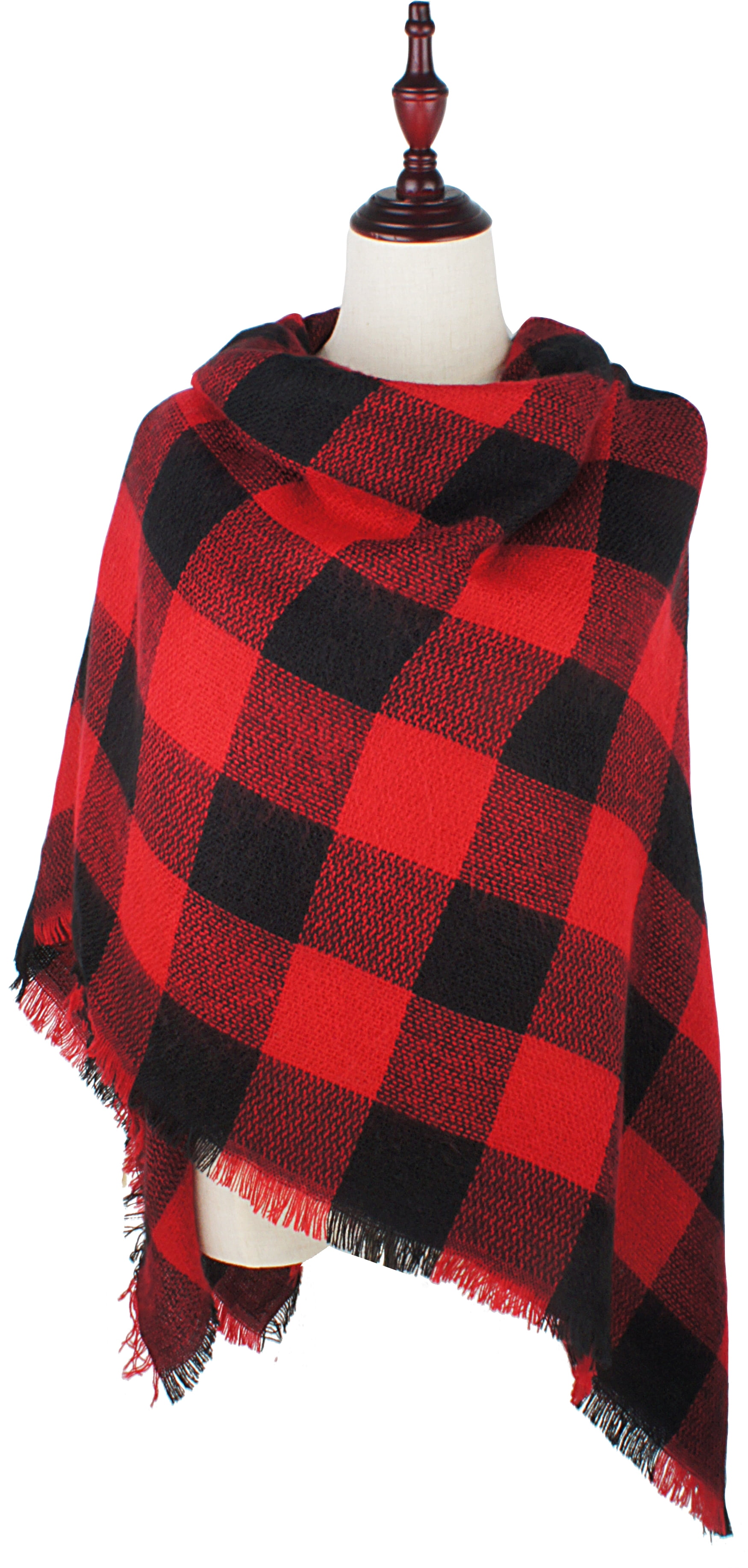 Fall Winter Scarf Classic Tassel Plaid Tartan Scarf Warm Soft Chunky Large Blanket Wrap Shawl
