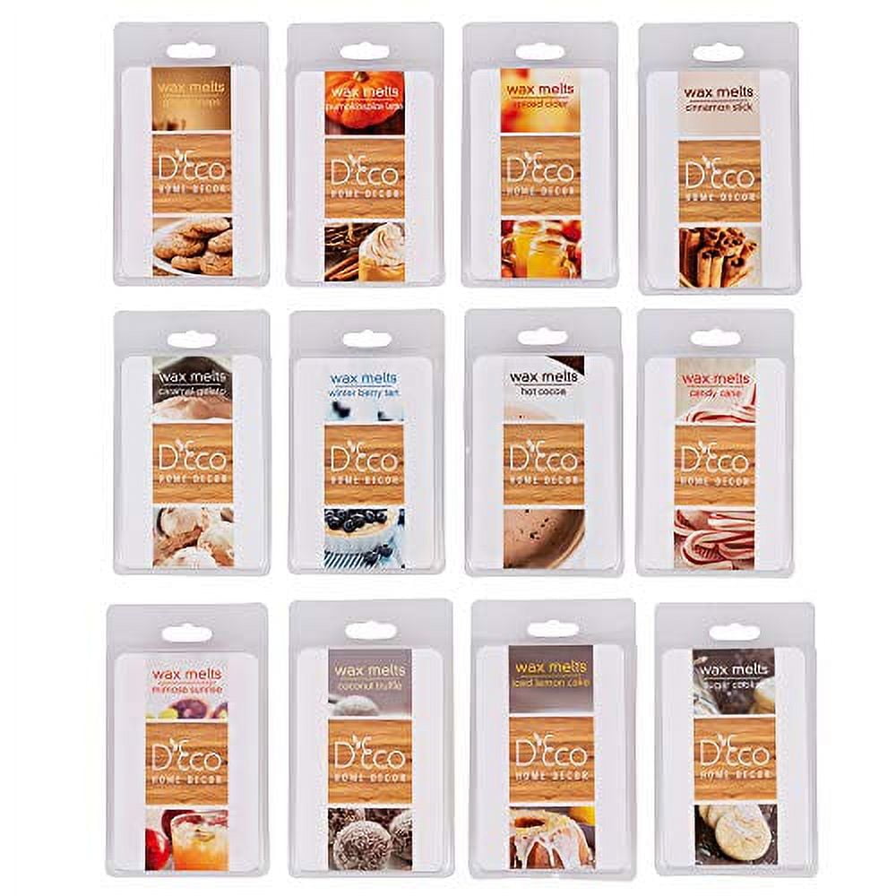 D'Eco Sweet Treats Holiday Scented Wax Melts Variety Set Box - 12 Assorted  6pc Cube Sets for Electric Candle Warmer - Cinnamon, Caramel, Lemon, Cocoa