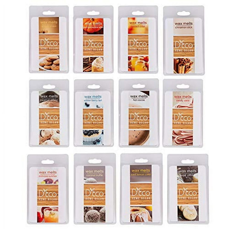 Fall and Winter Scented Wax Melts- 12 Different Holiday Scents (2.5oz ea  Tart Cube) - Mimosa Sunrise, Coconut, Lemon, Sugar Cookie, Caramel, Ginger