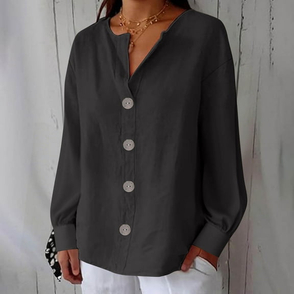 Fall Winter Sweatshirt for Womens Henley Neck Tees Long Sleeve Blouses Relaxed Fit Front Button Down Sweater 2025 Spring Pullover Sweater Blouses