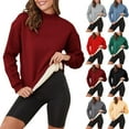 thumbnail image 1 of Fall Winter Sweatshirts For Women With Fleece Plush Lined Pullover Shirts Long Sleeve Solid Color Crew Neck Thermal Cold Weather Winter Top Wear Effortless Fit, 1 of 8