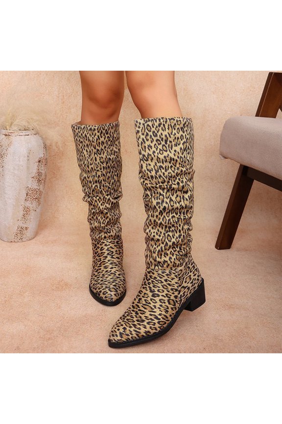 Fall Winter Tall Shoes, Women's Block Heel Pointed Toe Slouch Shaft Knee High Boots Fashion Tall Boots with Comfortable Shaft and Stable Heel Tall Dress Boots for Women Tall Boots, US-5.5/EU-36