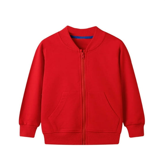 Fall Winter Toddler Casual Outerwear, Toddler Outdoor Outerwear Full Zipper Kids Jacket Baby Boys Girls Baseball Jacket Kids Zip Up Outerwear Toddler Zip Up Coat, Red 100
